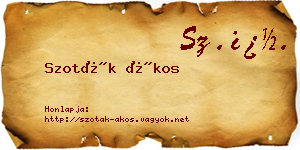 Szoták Ákos névjegykártya